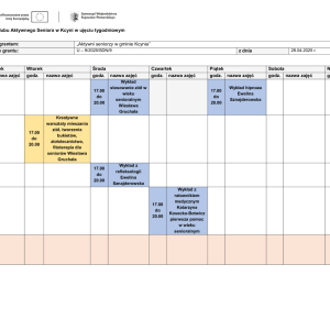 Harmonogram październik